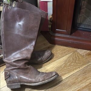 Frye Brown Leather Combat Boots